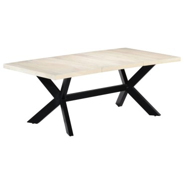vidaXL Τραπεζαρία Λευκή 200x100x75cm από Μασίφ Ξύλο Μάνγκο 1 τεμ.
