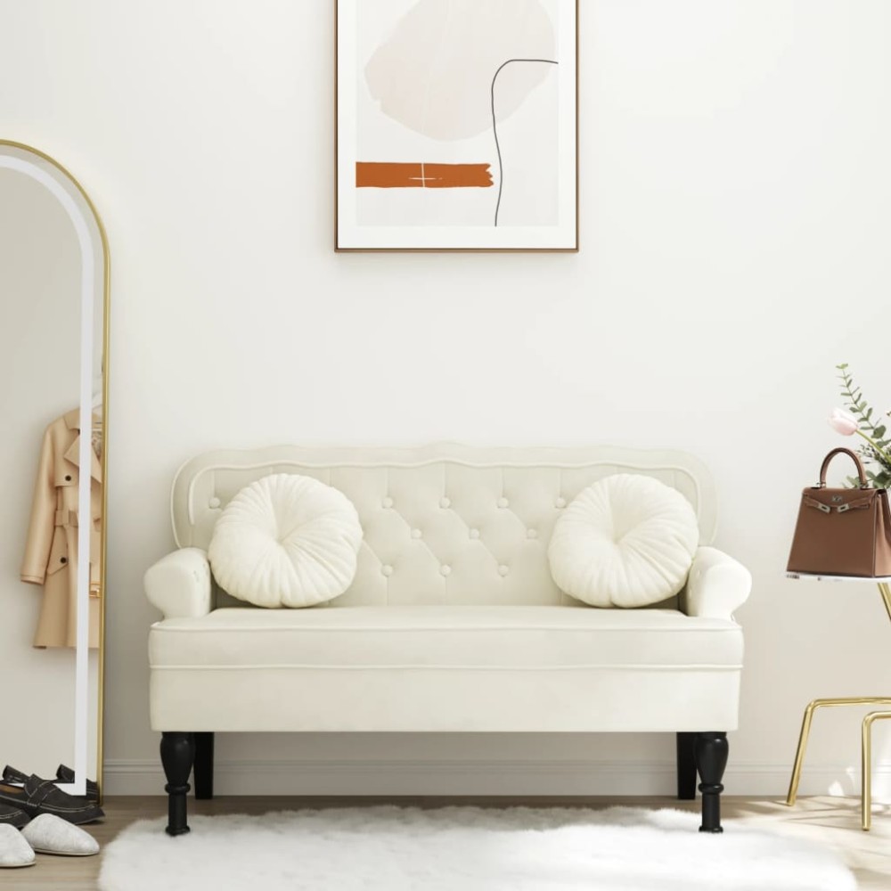 vidaXL Παγκάκι με Πλάτη Κρεμ 119,5x64,5x75cm Βελούδινο