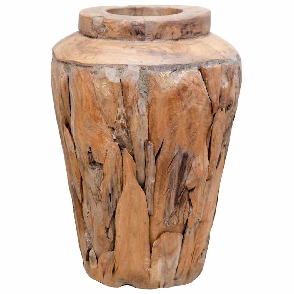 vidaXL Βάζο Διακοσμητικό 40 x 60 εκ. από Μασίφ Ξύλο Teak