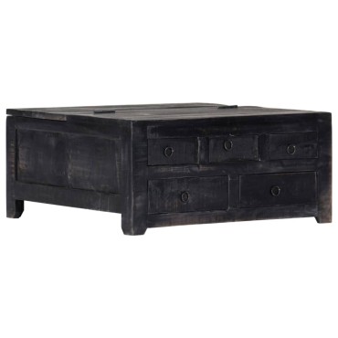 vidaXL Τραπεζάκι Σαλονιού Μαύρο 65x65x30cm από Μασίφ Ξύλο Μάνγκο 1 τεμ.