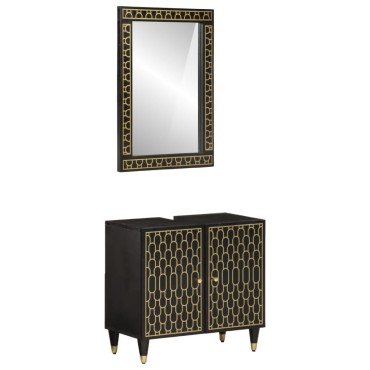 vidaXL Έπιπλα Μπάνιου Σετ 2 τεμ. από Μασίφ Ξύλο Μάνγκο 62x33x58cm