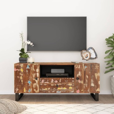 vidaXL Έπιπλο Τηλεόρασης 105x33,5x46cm Μασίφ Ανακυκλ. Ξύλο & Επ. Ξύλο
