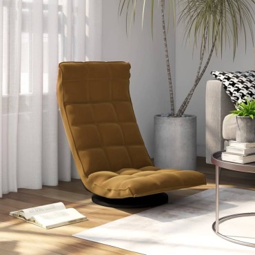 vidaXL Καρέκλα Δαπέδου Περιστρεφόμενη Καφέ Βελούδινη 54x45cm 1 τεμ.