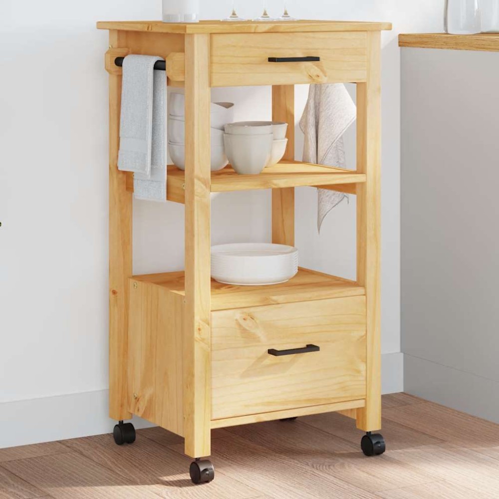 vidaXL Τρόλεϊ Κουζίνας MONZA 48x40x88,5cm από Μασίφ Ξύλο Πεύκου 1 τεμ.