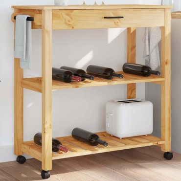 vidaXL Τρόλεϊ Κουζίνας MONZA 84x40x88,5cm από Μασίφ Ξύλο Πεύκου 1 τεμ.
