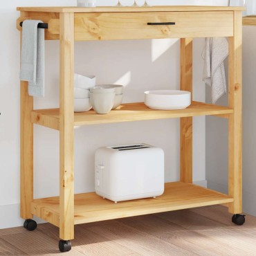 vidaXL Τρόλεϊ Κουζίνας MONZA 84x40x88,5cm από Μασίφ Ξύλο Πεύκου 1 τεμ.
