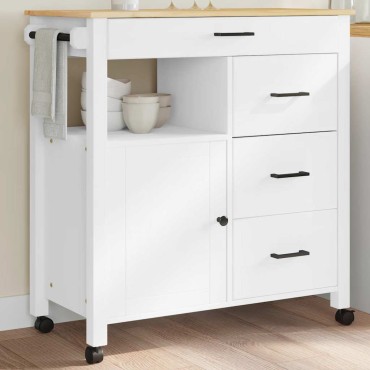 vidaXL Τρόλεϊ Κουζίνας MONZA 84x40x88,5cm από Μασίφ Ξύλο Πεύκου 1 τεμ.