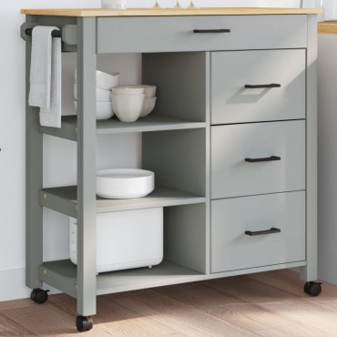 vidaXL Τρόλεϊ Κουζίνας MONZA 84x40x88,5cm από Μασίφ Ξύλο Πεύκου 1 τεμ.