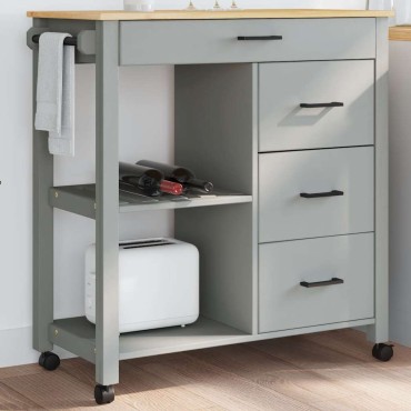 vidaXL Τρόλεϊ Κουζίνας MONZA 84x40x88,5cm από Μασίφ Ξύλο Πεύκου 1 τεμ.