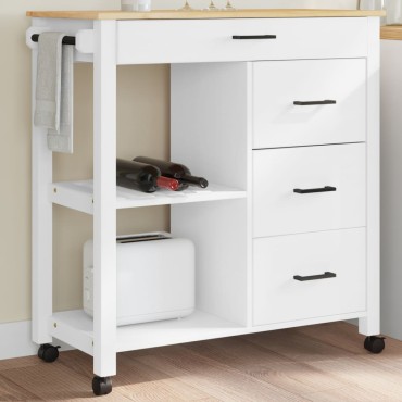 vidaXL Τρόλεϊ Κουζίνας MONZA 84x40x88,5cm από Μασίφ Ξύλο Πεύκου 1 τεμ.
