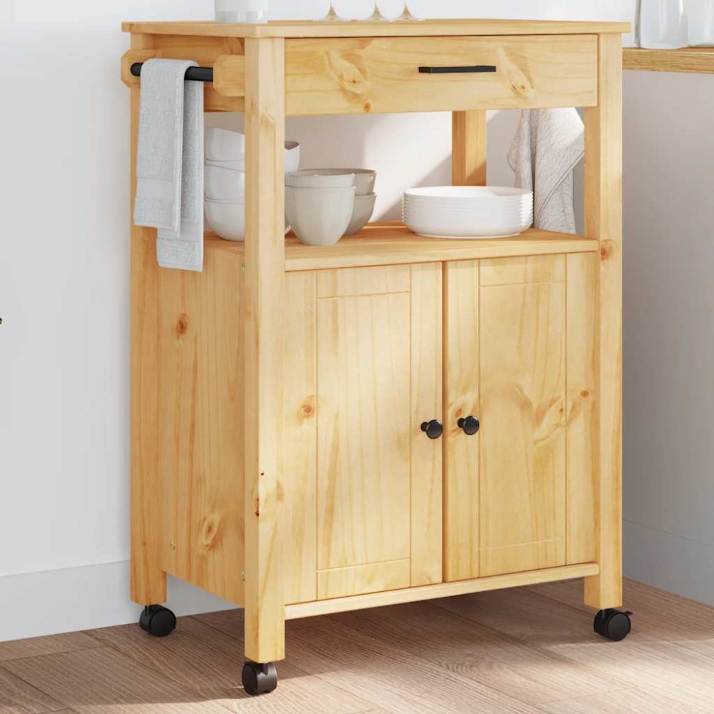 vidaXL Τρόλεϊ Κουζίνας MONZA 60x40x88,5cm από Μασίφ Ξύλο Πεύκου 1 τεμ.