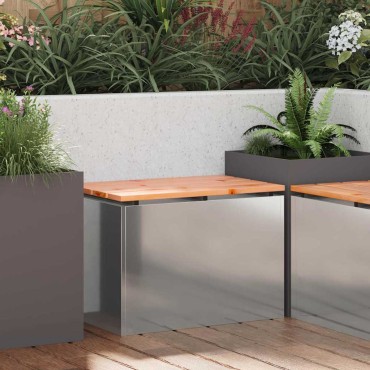 vidaXL Παγκάκι κήπου Ασημί 60x40x43cm Γαλβανισμένος χάλυβας 1 τεμ.