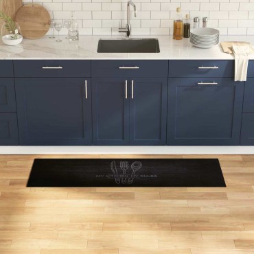 vidaXL Χαλί Κουζίνας Κουτάλια Μαύρο 150 x 45 εκ Βελούδο
