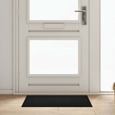 vidaXL Χαλάκι Εξώπορτας Μαύρο 60 x 40 x 1.2 εκ. Ύφασμα τέντι