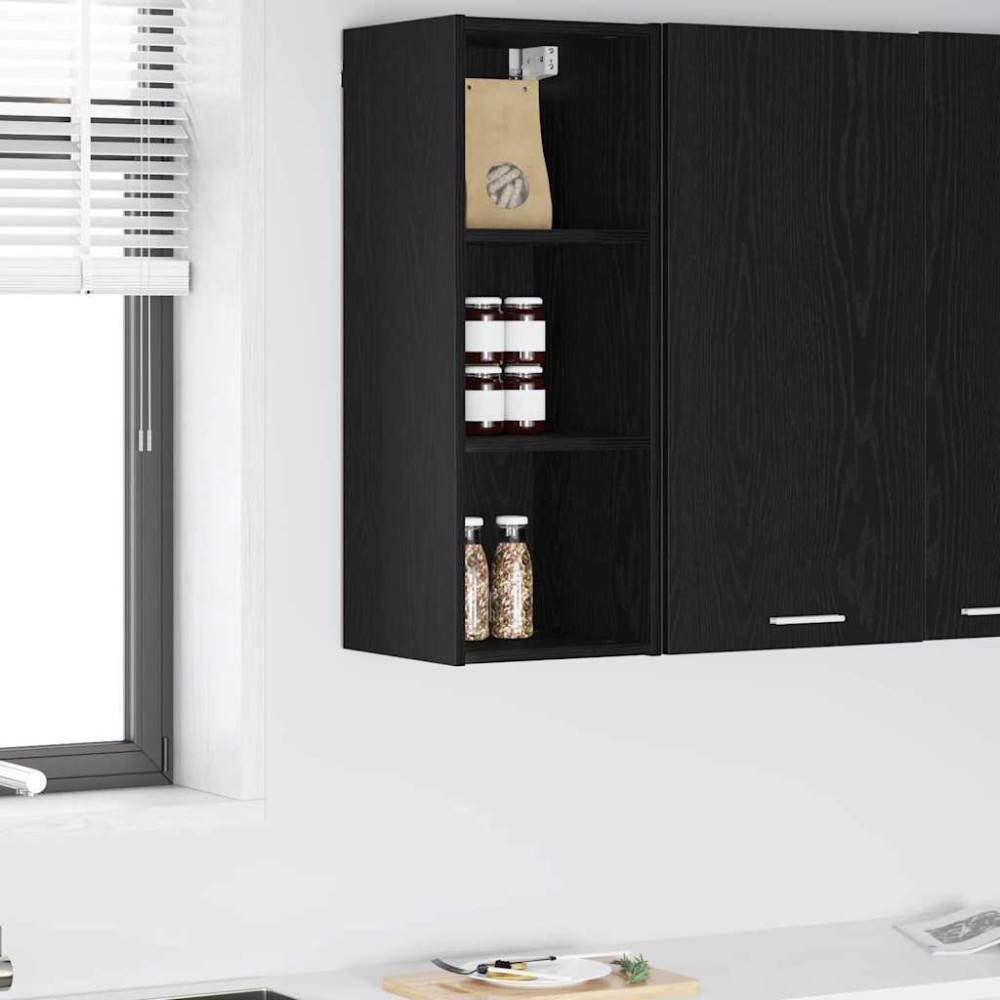 vidaXL Κρεμαστό ντουλάπι Μαύρη Οξυά 30x29,5x80cm