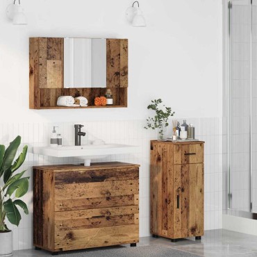 vidaXL Σετ Επίπλων Μπάνιου 3 τεμ. Παλιό Ξύλο 76,5x35x64 εκ