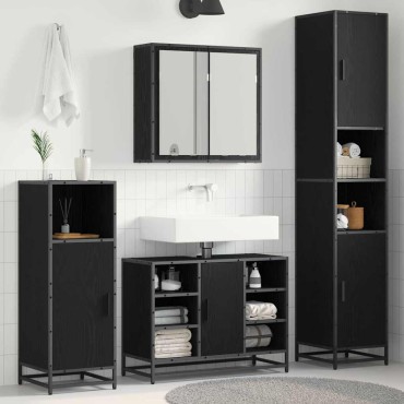 vidaXL Σετ Επίπλων Μπάνιου 4 τεμ. Μαύρη Οξυά 80x33x60 εκ