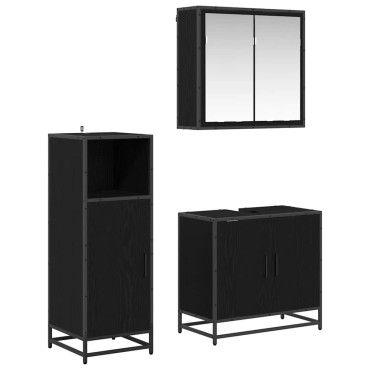 vidaXL Σετ Επίπλων Μπάνιου 3 τεμ. Μαύρη Οξυά 60x33x60 εκ