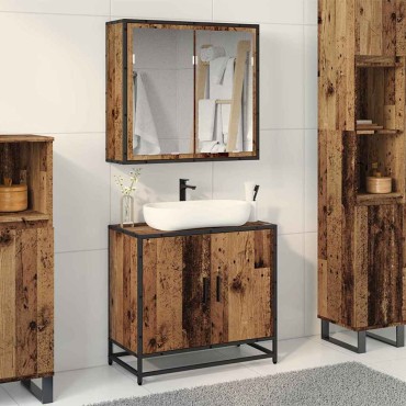 vidaXL Σετ Επίπλων Μπάνιου 2 τεμ. Παλιό Ξύλο 65x33x60 εκ