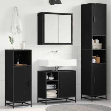 vidaXL Σετ Επίπλων Μπάνιου 4 τεμ. Μαύρη Οξυά 65x33x60 εκ