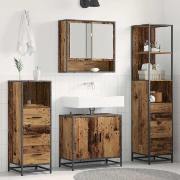 vidaXL Σετ Επίπλων Μπάνιου 4 τεμ. Παλιό Ξύλο 65x33x60 εκ