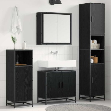 vidaXL Σετ Επίπλων Μπάνιου 4 τεμ. Μαύρη Οξυά 65x33x60 εκ