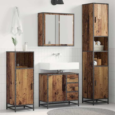 vidaXL Σετ Επίπλων Μπάνιου 3 τεμ. Παλιό Ξύλο 65x33x60 εκ