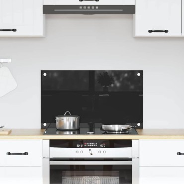 vidaXL Πλάτη κουζίνας Μαύρο 70 x 40 cm σκληρυμένο γυαλί
