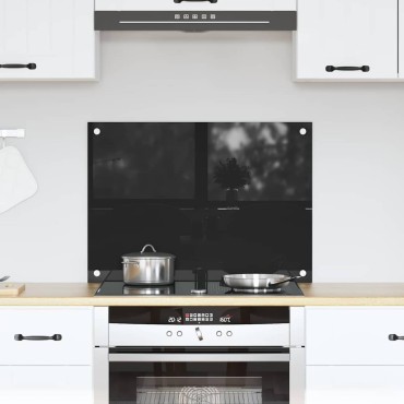 vidaXL Πλάτη κουζίνας Μαύρο 70 x 50 cm σκληρυμένο γυαλί