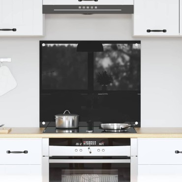 vidaXL Πλάτη κουζίνας Μαύρο 70 x 60 cm σκληρυμένο γυαλί