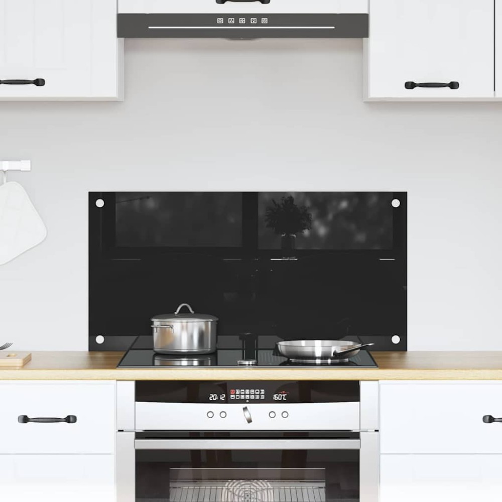 vidaXL Πλάτη κουζίνας Μαύρο 80 x 40 cm σκληρυμένο γυαλί