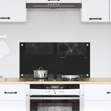 vidaXL Πλάτη κουζίνας Μαύρο 80 x 40 cm σκληρυμένο γυαλί