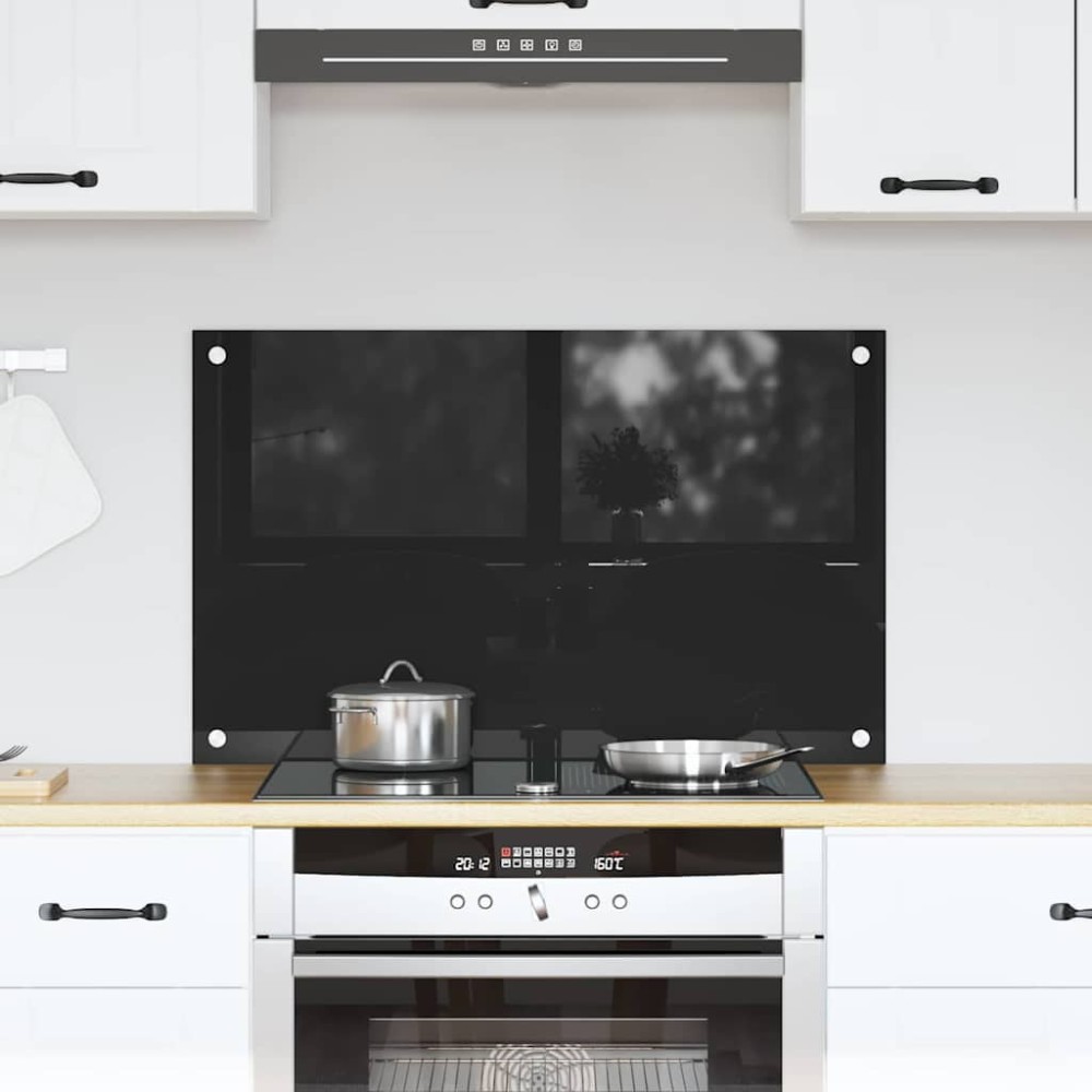 vidaXL Πλάτη κουζίνας Μαύρο 80 x 50 cm σκληρυμένο γυαλί