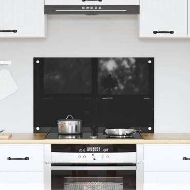 vidaXL Πλάτη κουζίνας Μαύρο 80 x 50 cm σκληρυμένο γυαλί