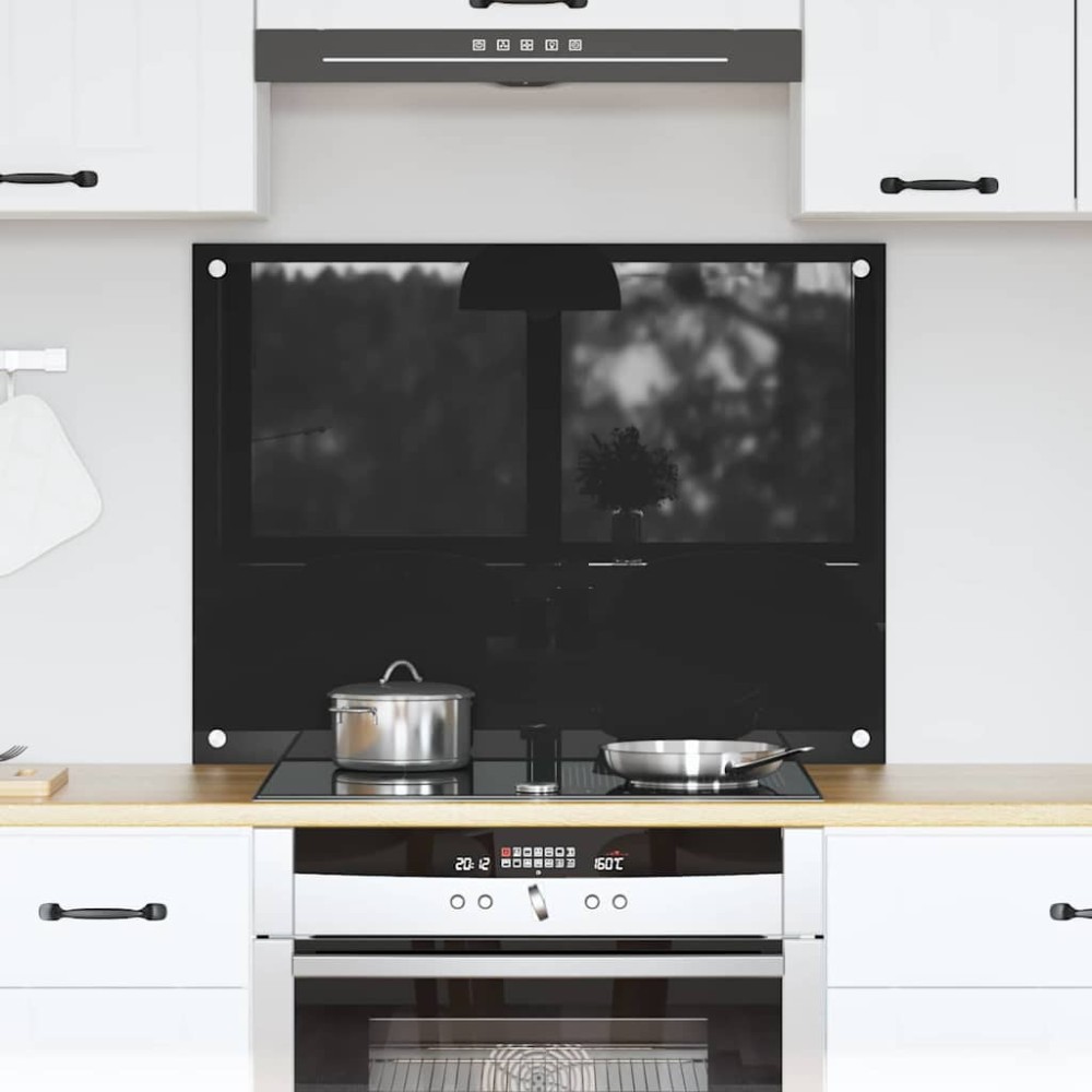 vidaXL Πλάτη κουζίνας Μαύρο 80 x 60 cm σκληρυμένο γυαλί