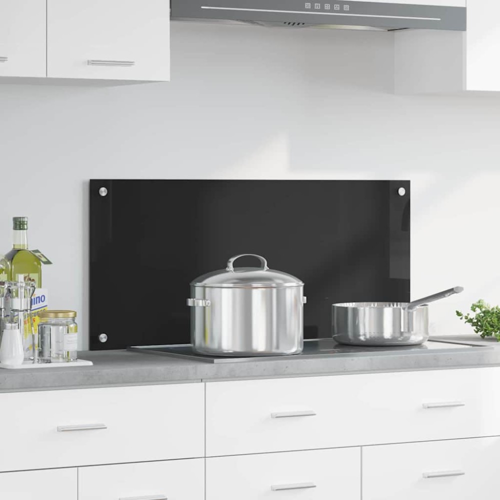 vidaXL Πλάτη κουζίνας Μαύρο 90 x 40 cm σκληρυμένο γυαλί