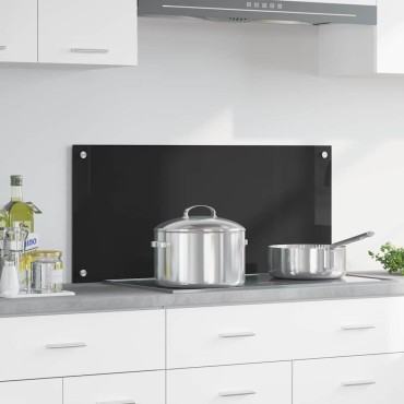 vidaXL Πλάτη κουζίνας Μαύρο 90 x 40 cm σκληρυμένο γυαλί