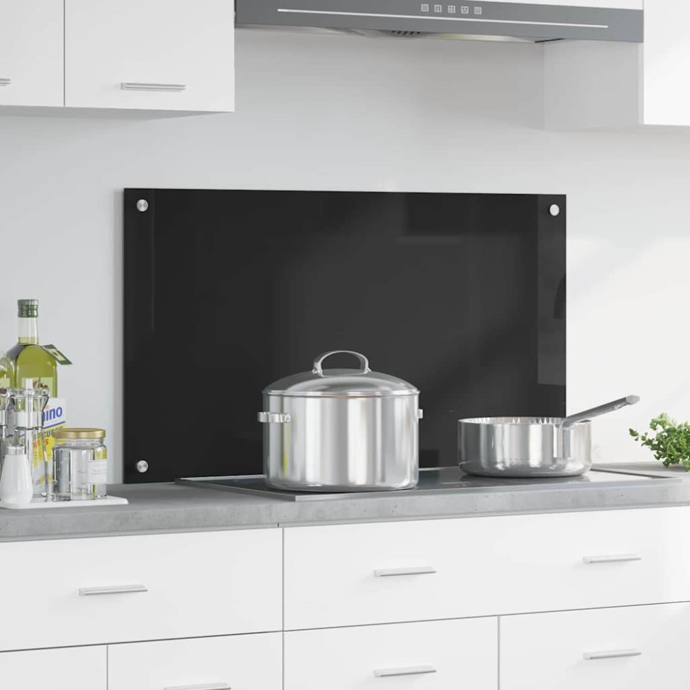 vidaXL Πλάτη κουζίνας Μαύρο 90 x 50 cm σκληρυμένο γυαλί