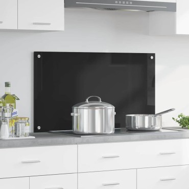 vidaXL Πλάτη κουζίνας Μαύρο 90 x 50 cm σκληρυμένο γυαλί