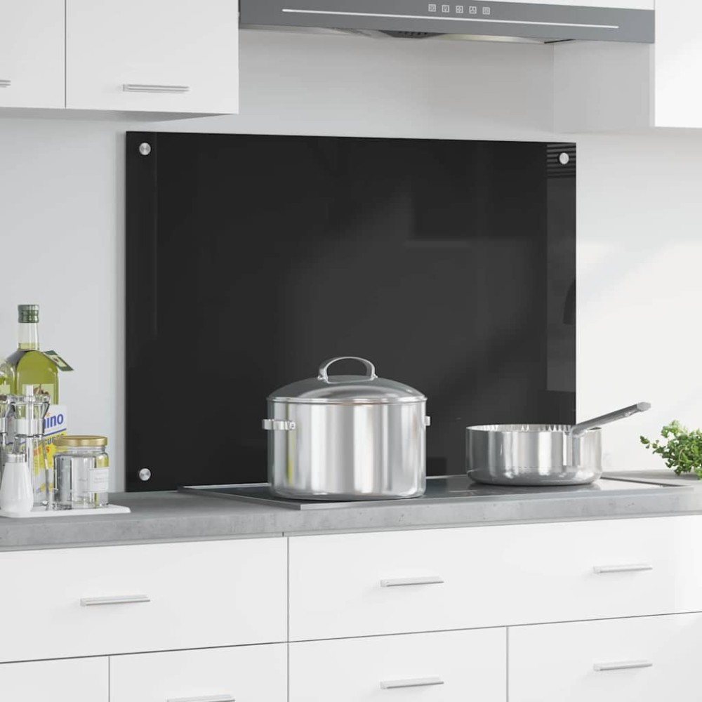 vidaXL Πλάτη κουζίνας Μαύρο 90 x 60 cm σκληρυμένο γυαλί