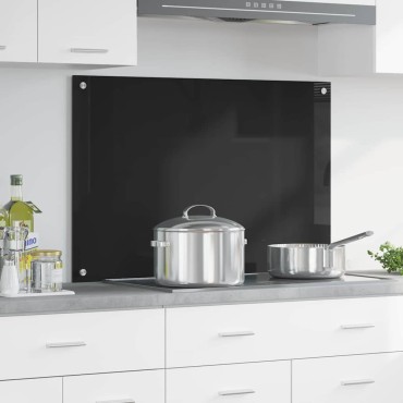 vidaXL Πλάτη κουζίνας Μαύρο 90 x 60 cm σκληρυμένο γυαλί