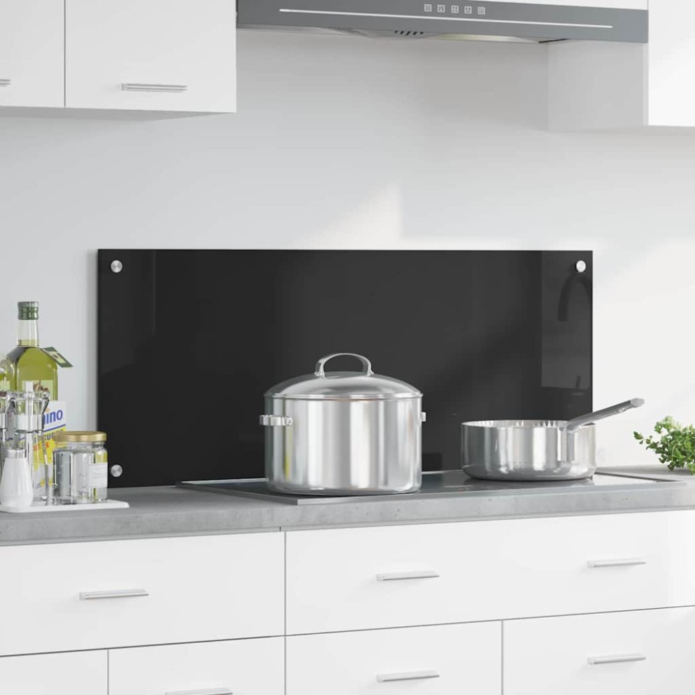 vidaXL Πλάτη κουζίνας Μαύρο 100 x 40 cm σκληρυμένο γυαλί