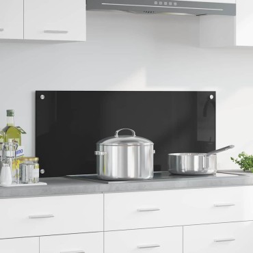 vidaXL Πλάτη κουζίνας Μαύρο 100 x 40 cm σκληρυμένο γυαλί