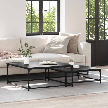 vidaXL Τραπεζάκι σαλονιού 2 τεμ. Μαύρη Οξυά 80x80x35cm