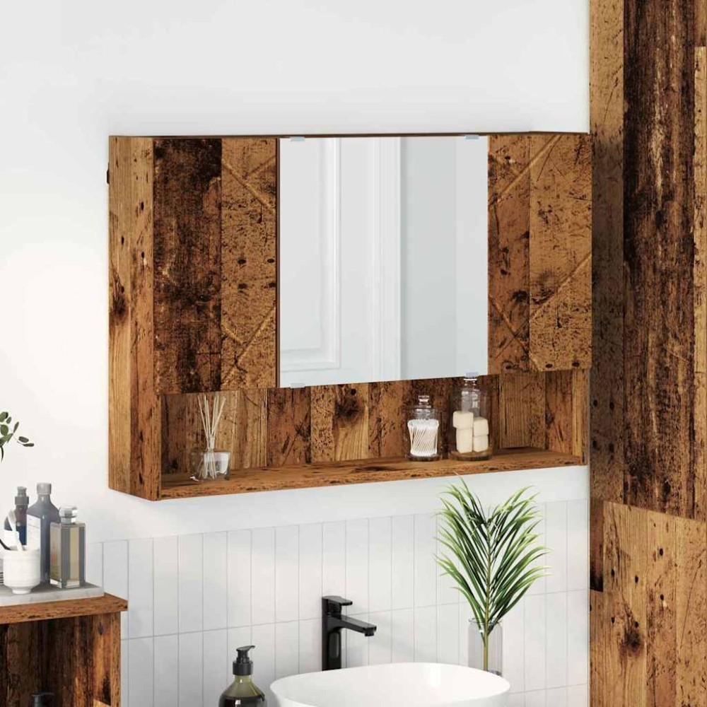 vidaXL Ντουλάπα Καθρέφτη Παλιό ξύλο 80x17x55cm Επεξεργασμένο ξύλο 1 τεμ.