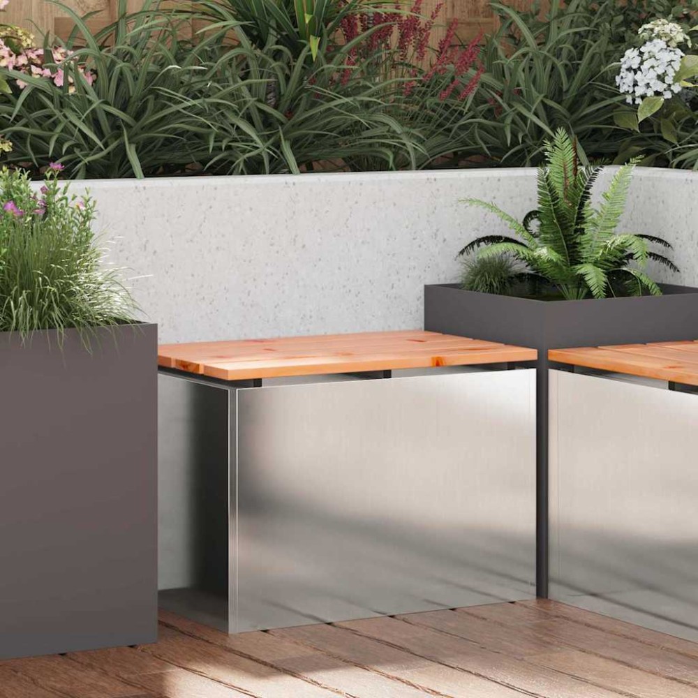 vidaXL Παγκάκι κήπου Ασημί 60x40x43cm Ανοξείδωτο ατσάλι 1 τεμ.