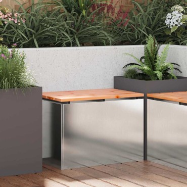 vidaXL Παγκάκι κήπου Ασημί 60x40x43cm Ανοξείδωτο ατσάλι 1 τεμ.