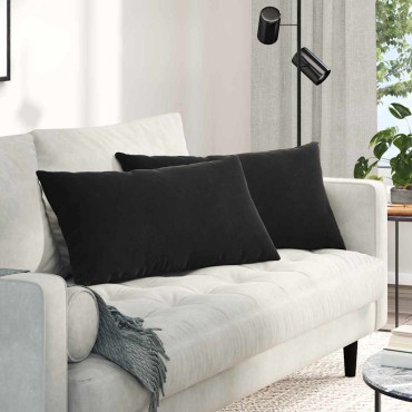 vidaXL Μαξιλάρι Καναπέ 2 pcs Μαύρο 80x40cm Υφασμάτινο Κορντουρά