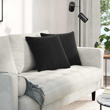 vidaXL Μαξιλάρι Καναπέ 2 pcs Μαύρο 45x45cm Υφασμάτινο Κορντουρά