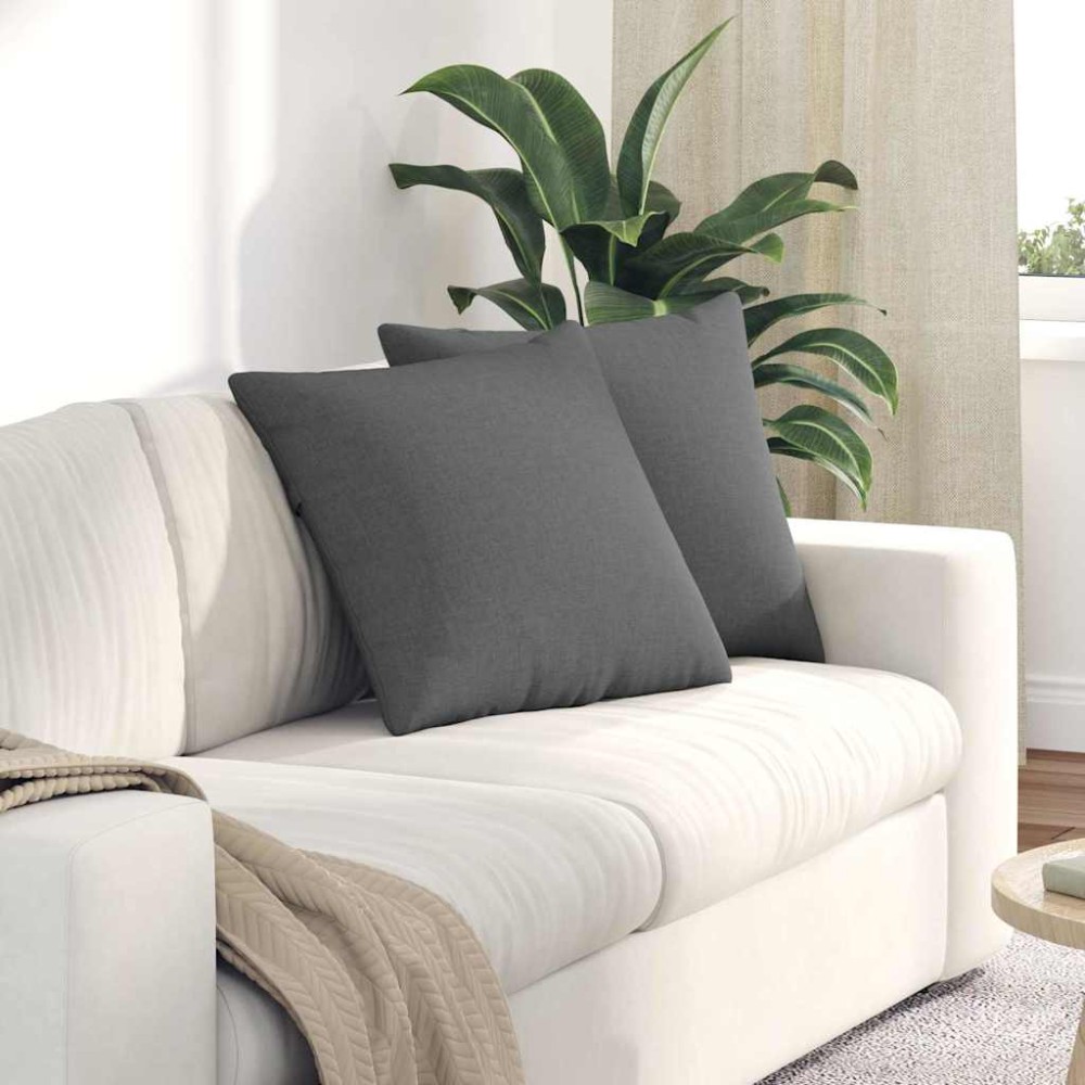 vidaXL Μαξιλάρι Καναπέ 2 τμχ. ύφασμα Σκούρο Γκρι 50x50cm
